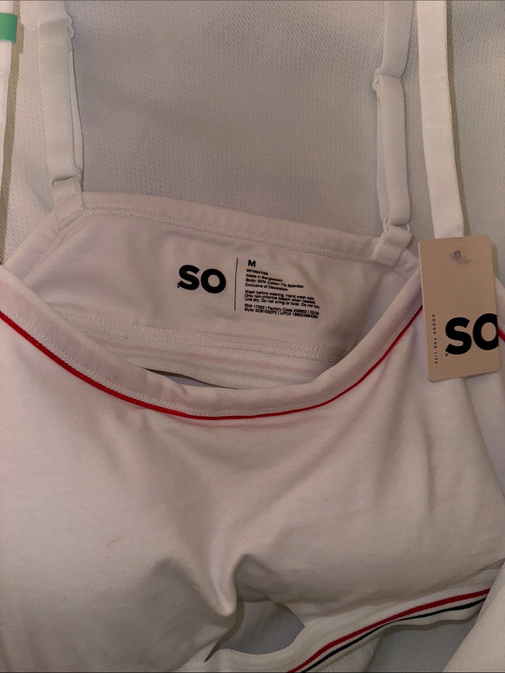 SO White Tank Top and Brief Set with Red Trim